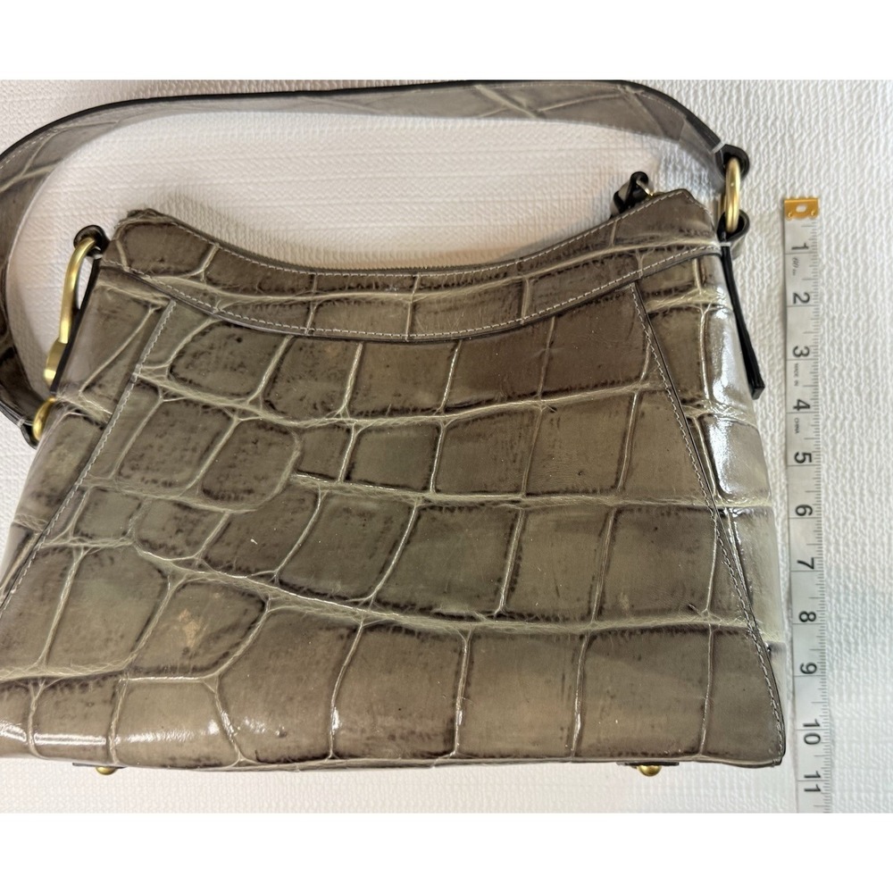 Dooney & Bourke Croc Embossed Leather Hobo Gray Luxe Chic Handbag - Picture 5 of 16